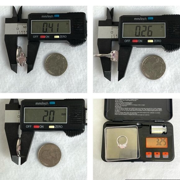 Sterling Silver 925 Thailand Faceted Prong Set Rose Quartz Pink CZ Ring Sz 5.75 - Picture 10 of 16